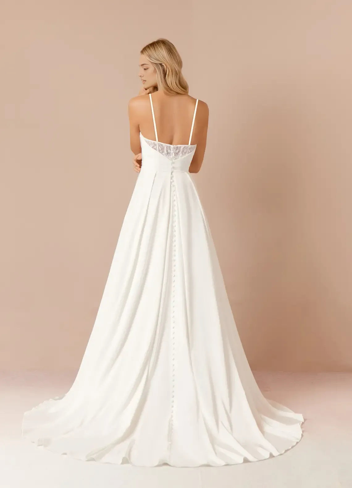 Sophisticated A-Line Sequins Crepe Back Satin Wedding Dresses Strapless Sweetheart Neck High Slit Flowy Train Figure Hugging Silhouette