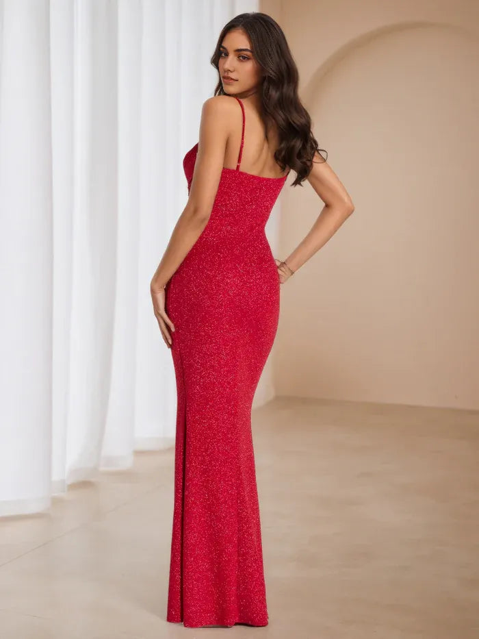 Spaghetti Straps Red Dress Sweetheart Trumpet/Mermaid Prom Dresses