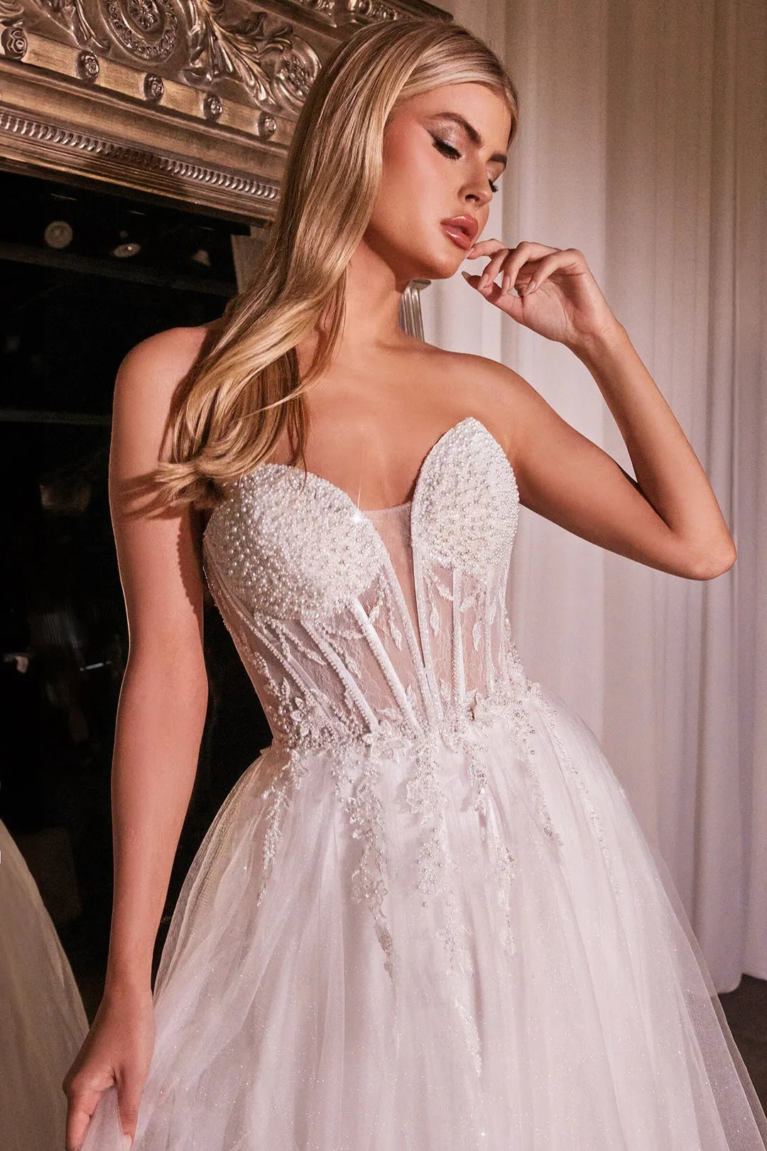 Sparkling White Ball Prom Dresses Beaded Sweetheart Top Sheer Corset Design Dramatic Side Slit: Ideal for Show  Stopping Prom Entrances