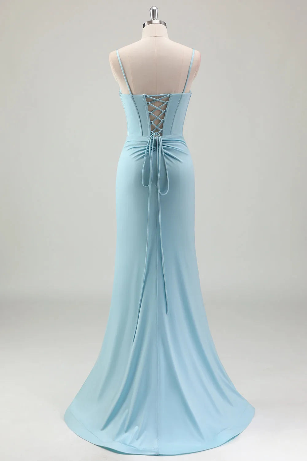 Sparkling blue mermaid long slim shoulder prom dresses