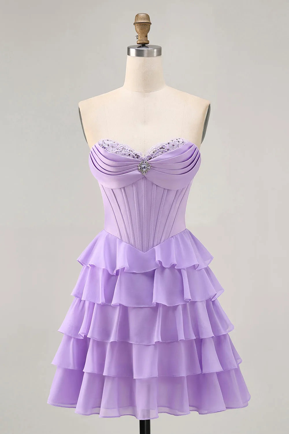 Sparkly Blush Sweetheart Short Corset Homecoming Dress with Ruffles