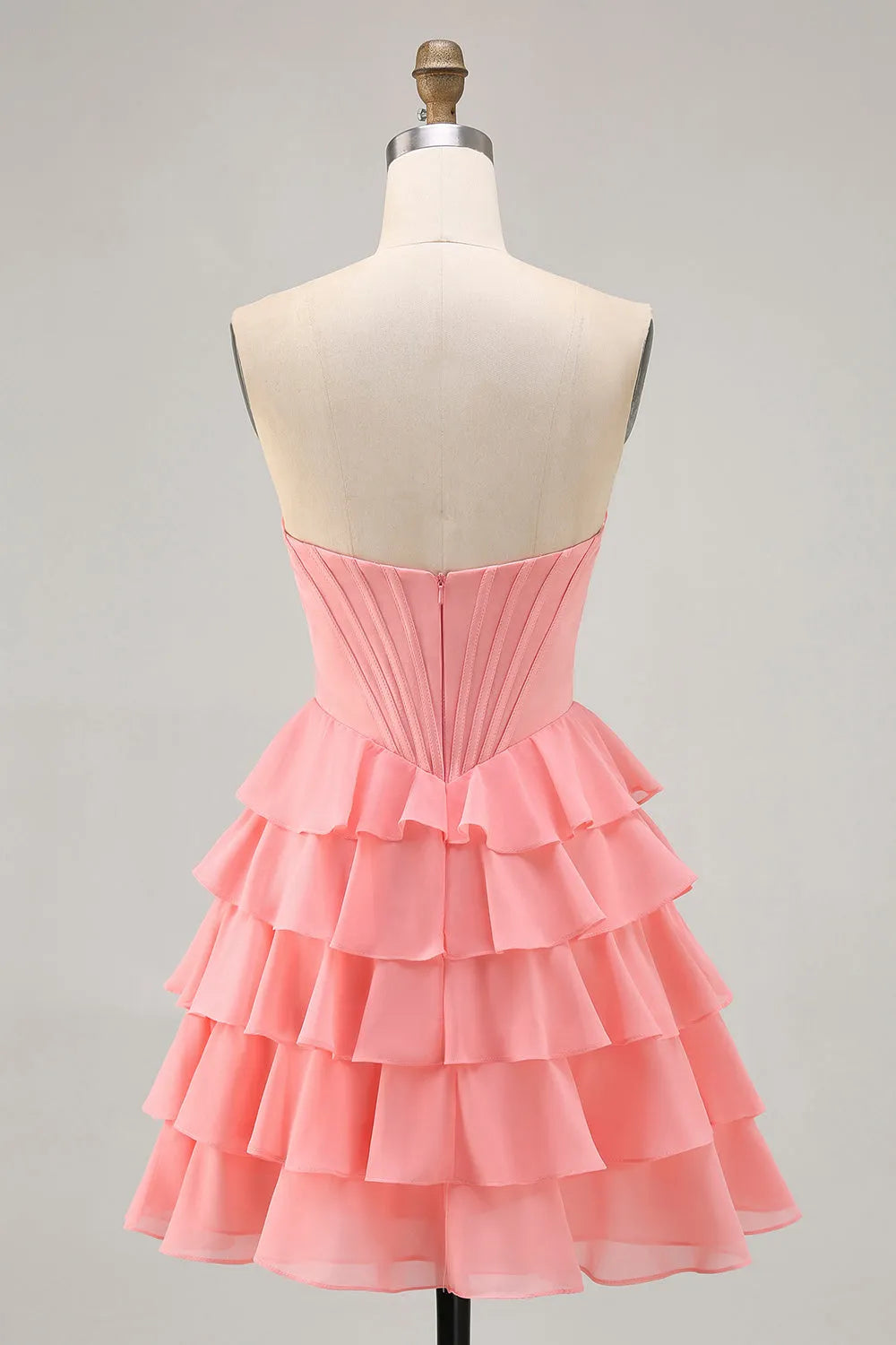 Sparkly Blush Sweetheart Short Corset Homecoming Dress with Ruffles