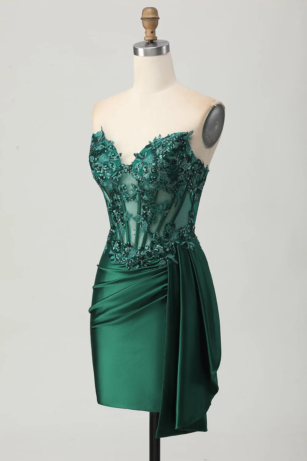 Sparkly Dark Green Sweetheart Corset Short Homecoming Dress