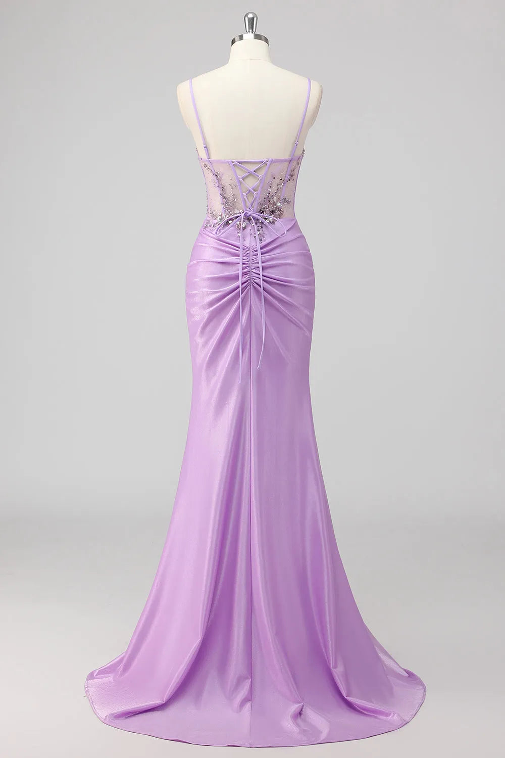 Sparkly Purple Mermaid Corset Sequin Long Prom Dress