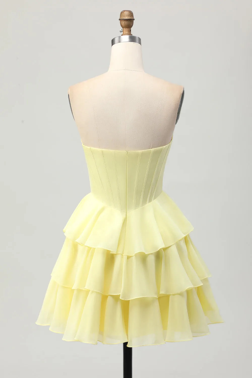 Sparkly Yellow Ruffled Corset Sweetheart Short Homecoming Dress with Beading