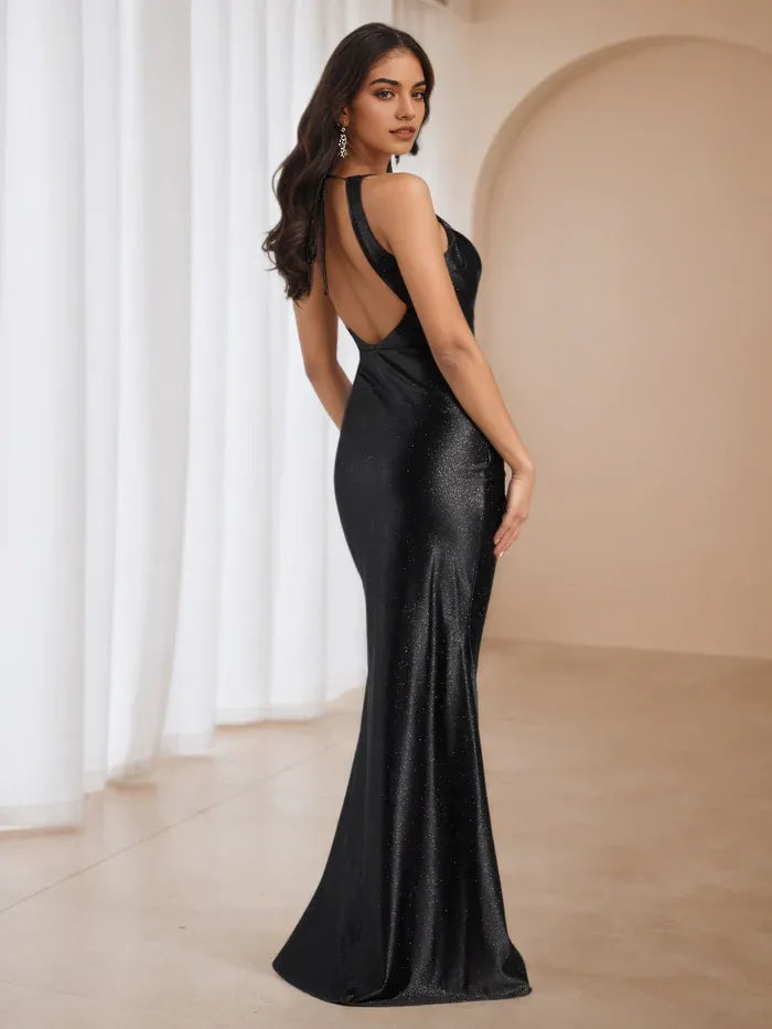 Lavender Strapless Ruched Satin Prom Dress with Side Slit - Elegant Formal Evening Gown for Dance Events（副本）