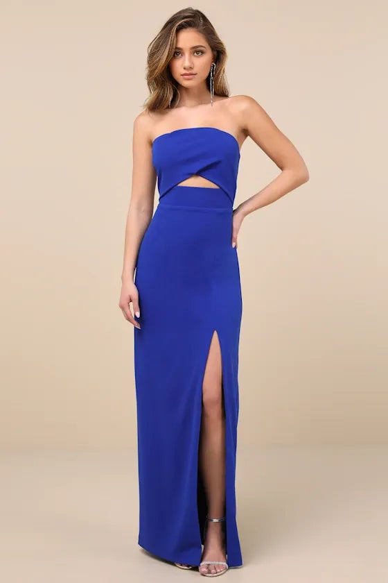 Strapless Cutout Column Homecoming Dresses