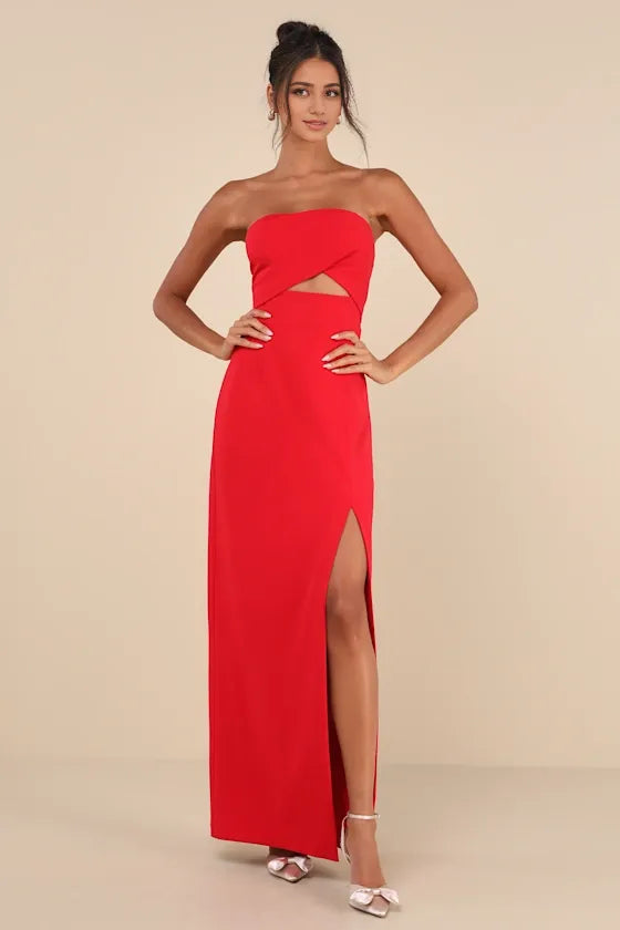 Strapless Cutout Column Homecoming Dresses