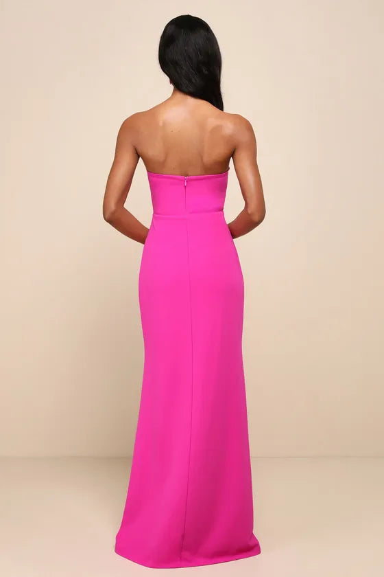 Strapless Prom Dress with Sculpted Sweetheart Neckline High Slit  For a Night of Elegance Edge