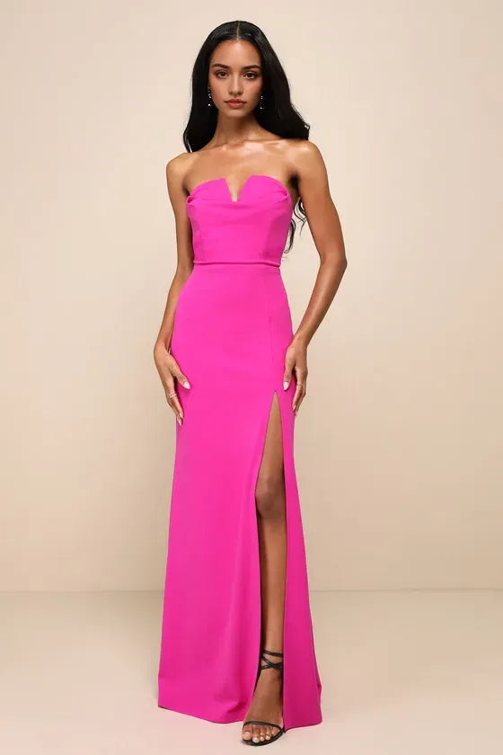 Strapless Prom Dress with Sculpted Sweetheart Neckline High Slit  For a Night of Elegance Edge