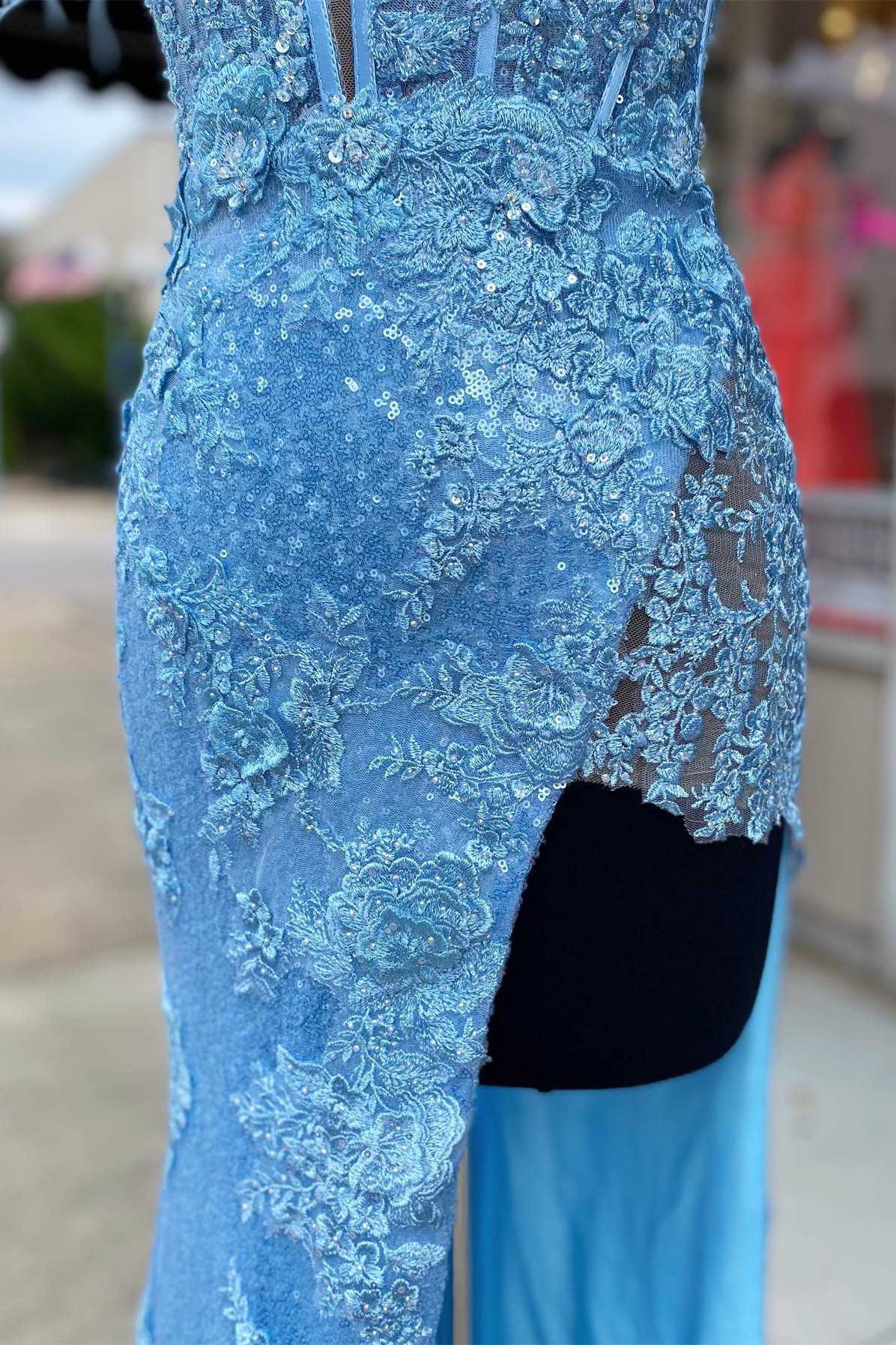 DingJiDress Sheath Spaghetti Straps Sequins Feather Long Prom Dress with Slit