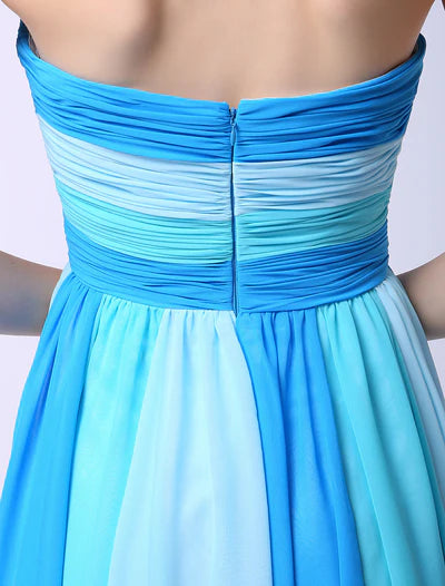 Stunning Multicolor A-line Chiffon evening dress with Sweetheart Neck Criss-Cross