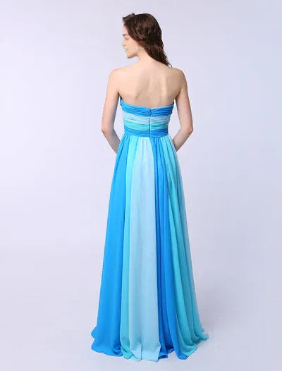 Stunning Multicolor A-line Chiffon evening dress with Sweetheart Neck Criss-Cross