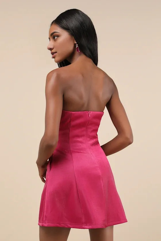 Stunning Reputation Shiny Magenta Evening Dresses