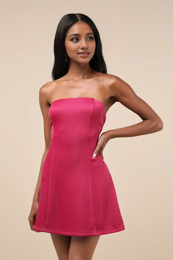 Stunning Reputation Shiny Magenta Evening Dresses