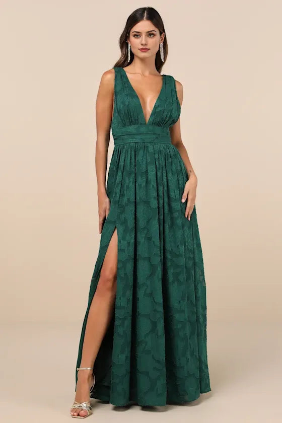 Sweet Sophistication Sage Green Burnout Floral Evening Dresses