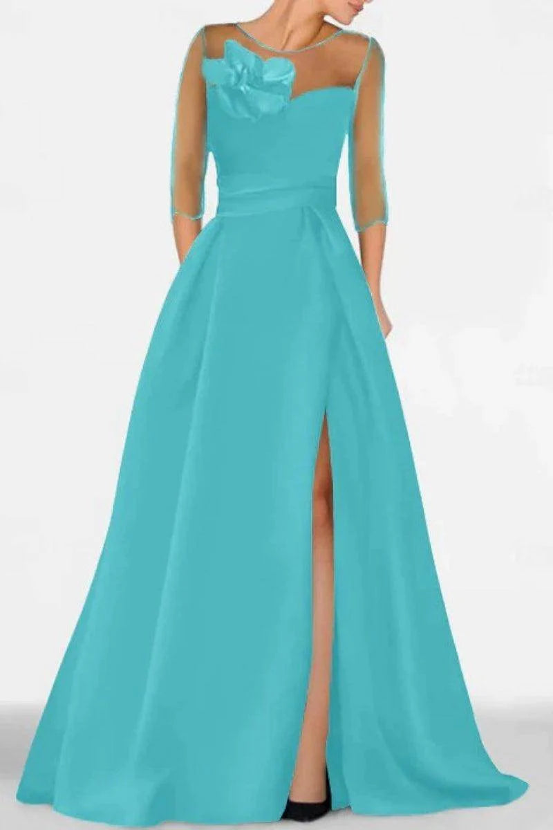 Sweetheart 3/4 Sleeves High Split Mother Dresses