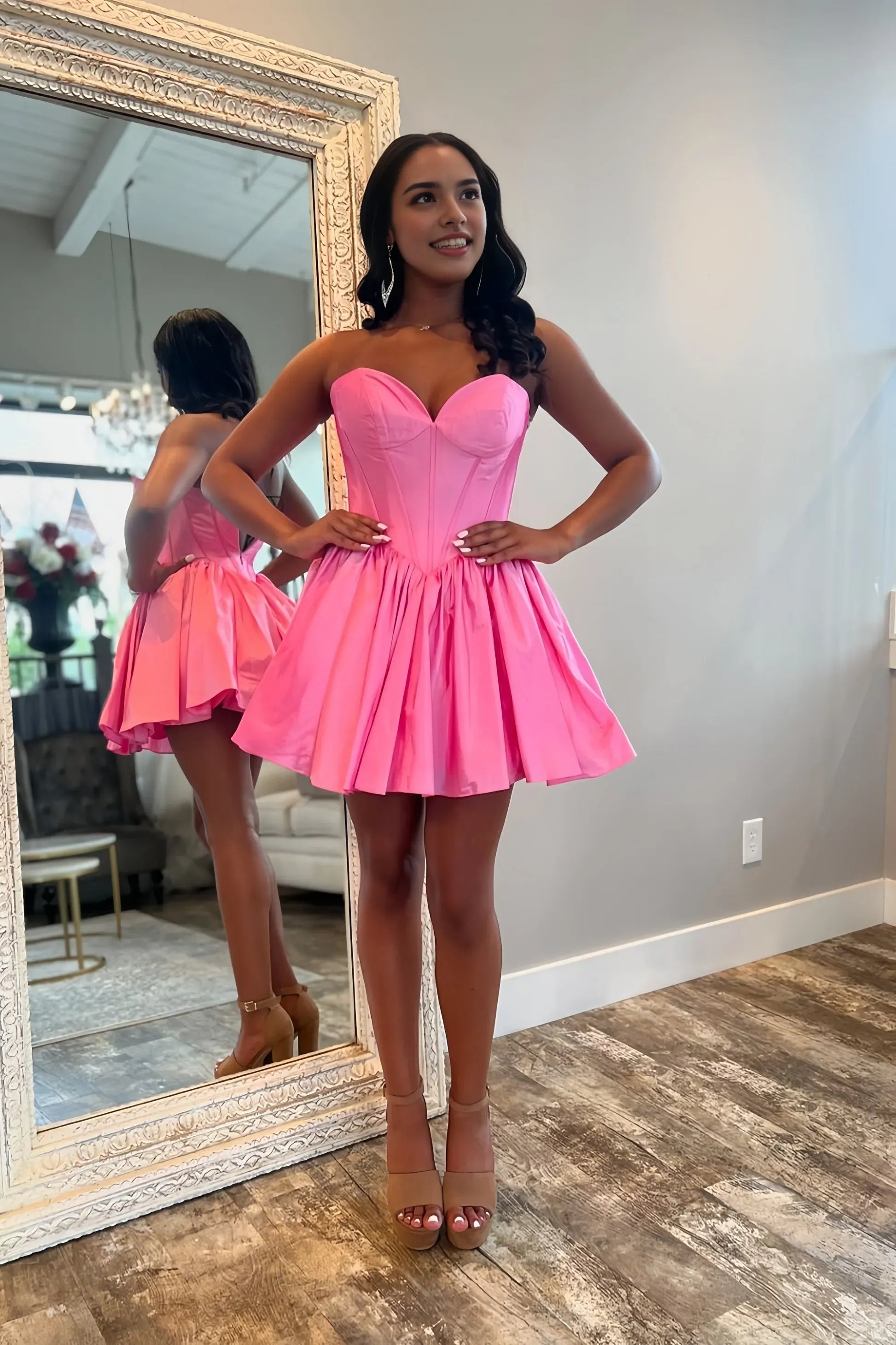 Sweetheart Pink Homecoming Dresses Black Girls Senior Homecoming Dress