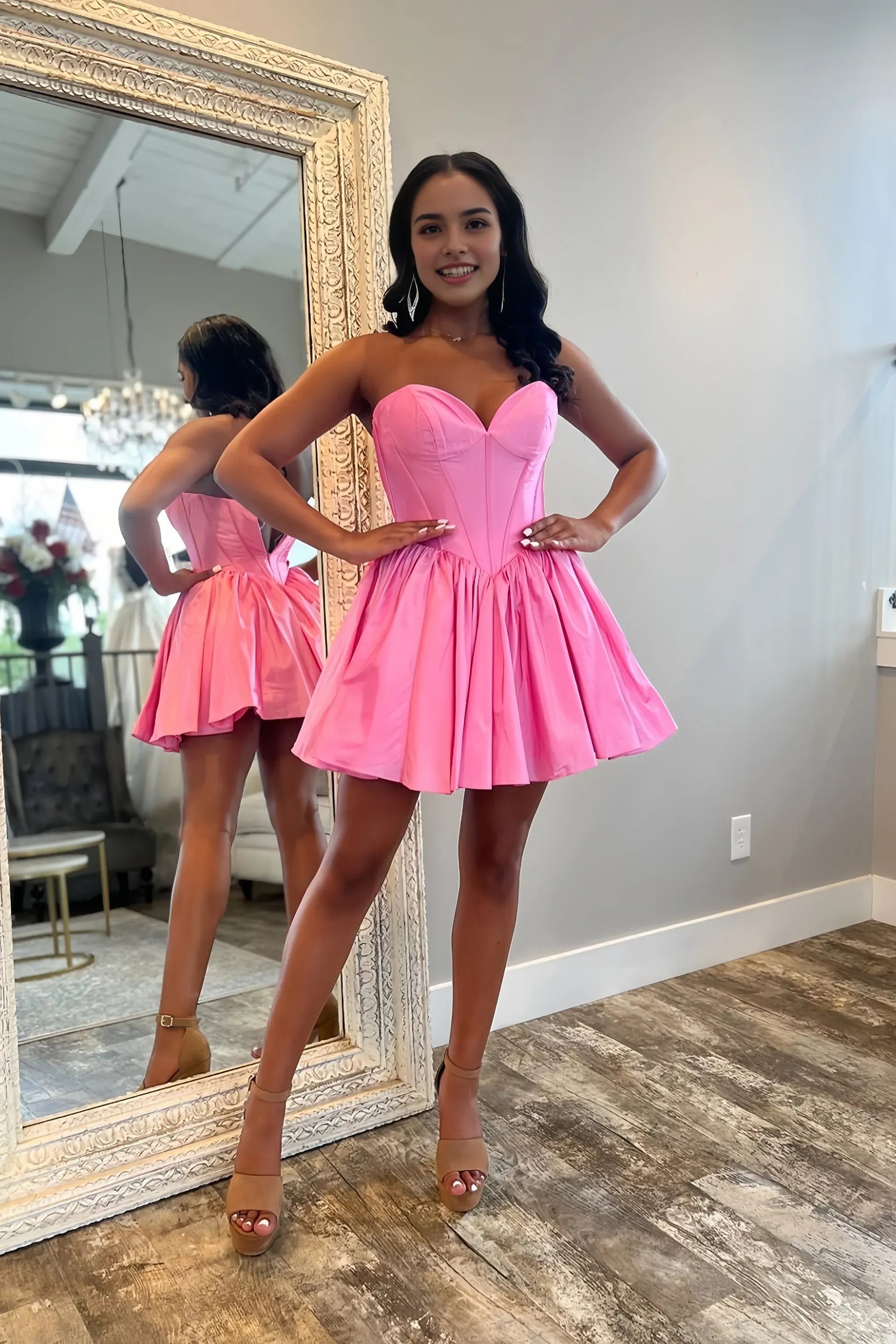 Sweetheart Pink Homecoming Dresses Black Girls Senior Homecoming Dress
