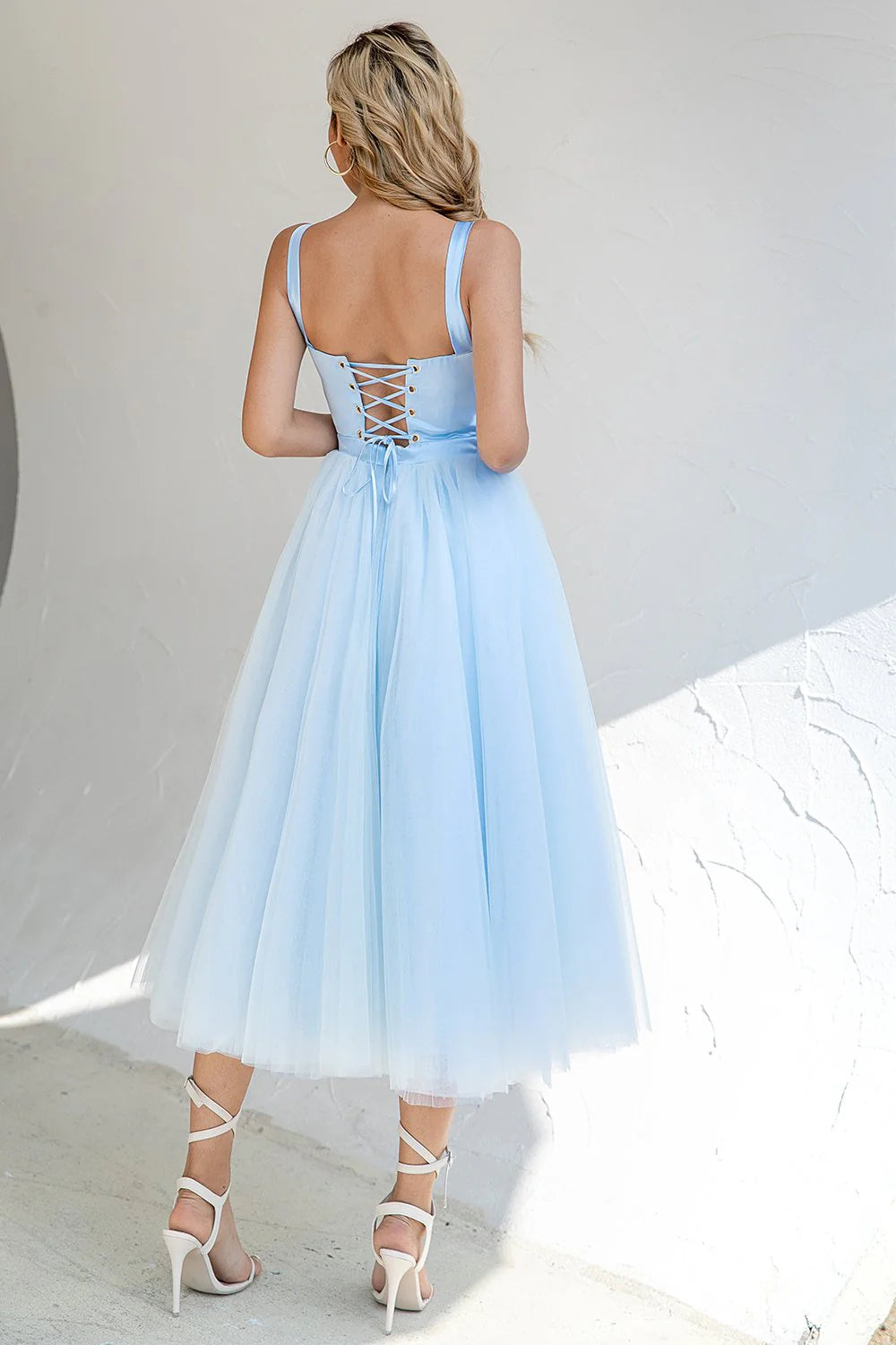 Sweetheart Sky Blue Prom Party Dress