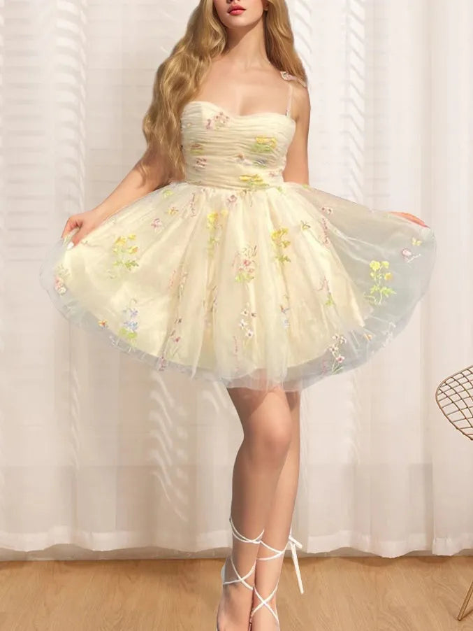 Sweetheart Sleeveless Short/Mini Party Dance Cocktail Homecoming Dress With Pleats Shoulder Straps