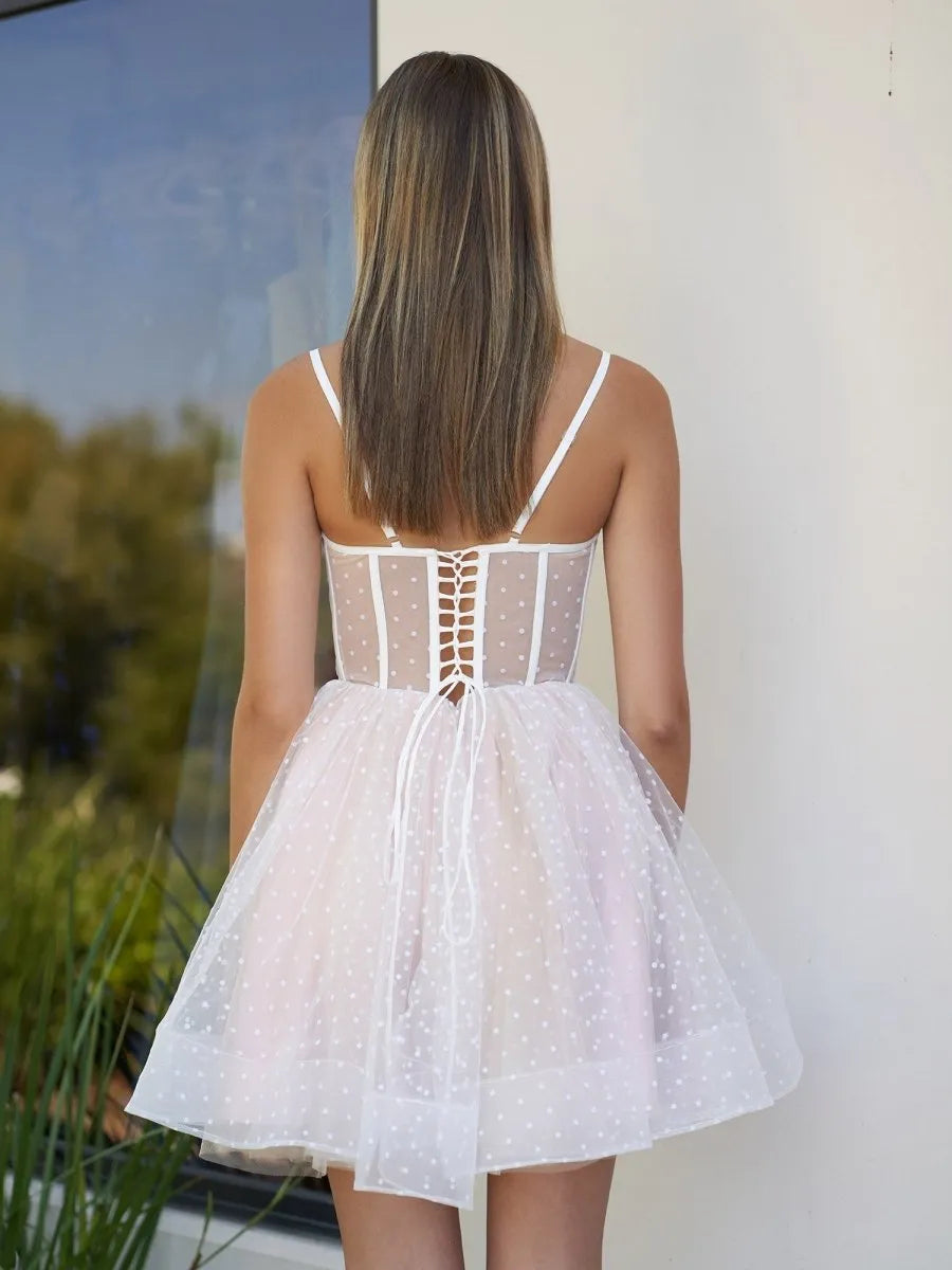 Sweetheart Spaghetti Straps Black Short Tulle Homecoming Dress