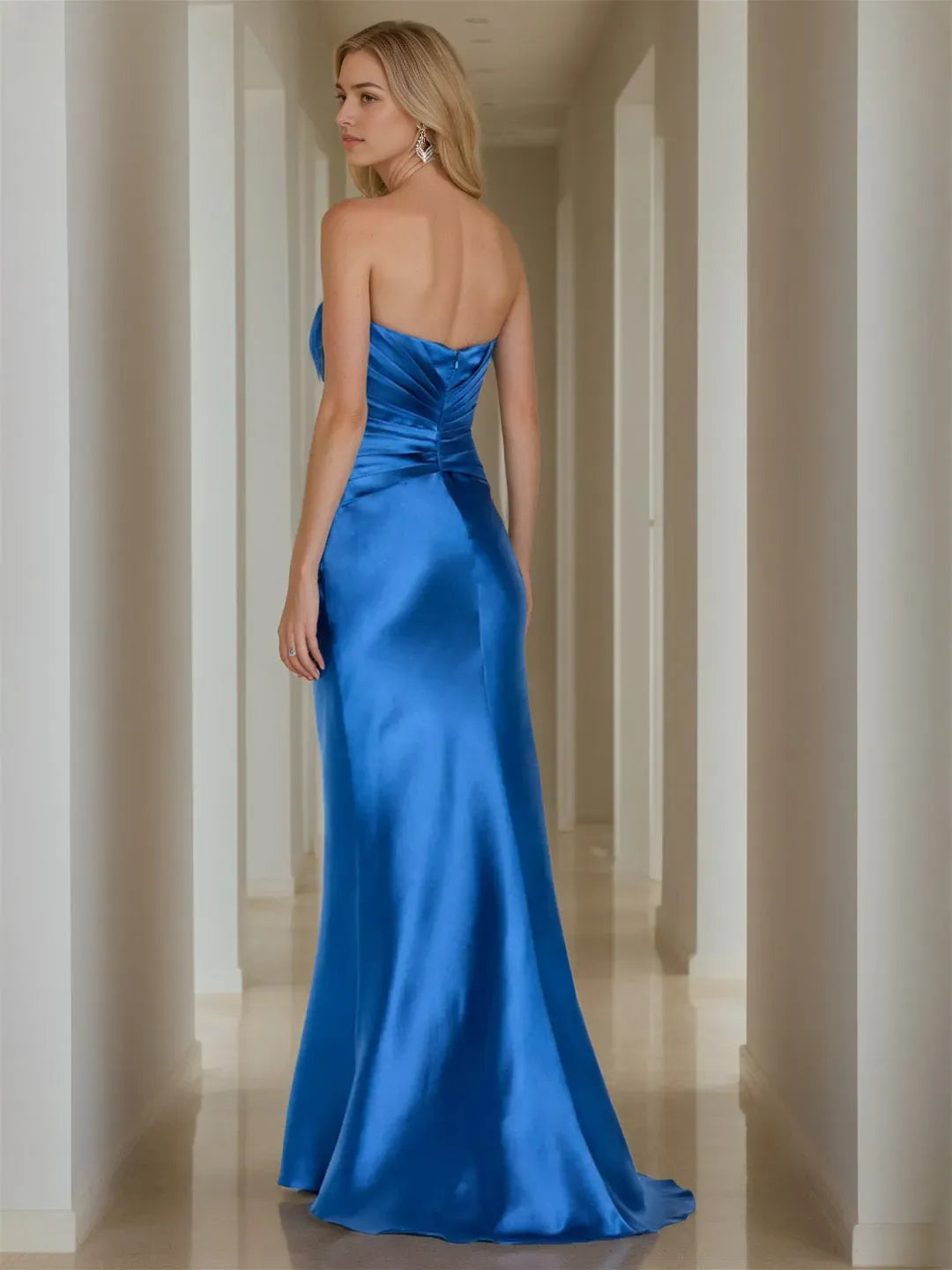 Trumpet Strapless Sleeveless Floor-Length Mother of the Bride Dresses with Pure Color