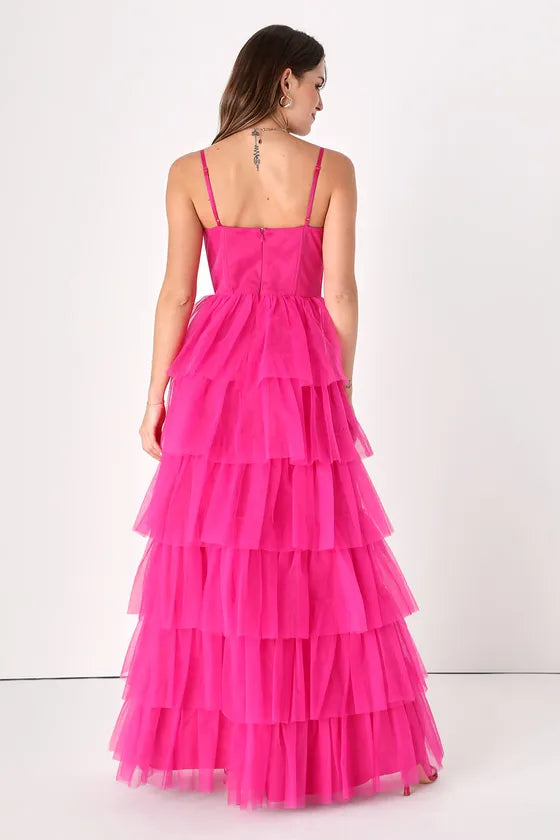 Tulle Prom Dress with Spaghetti Straps Sweetheart Neckline and Multi  Tiered Ruffle Skirt for Elegant Formal Occasions  A Perfect Blend of Romance and Glamour