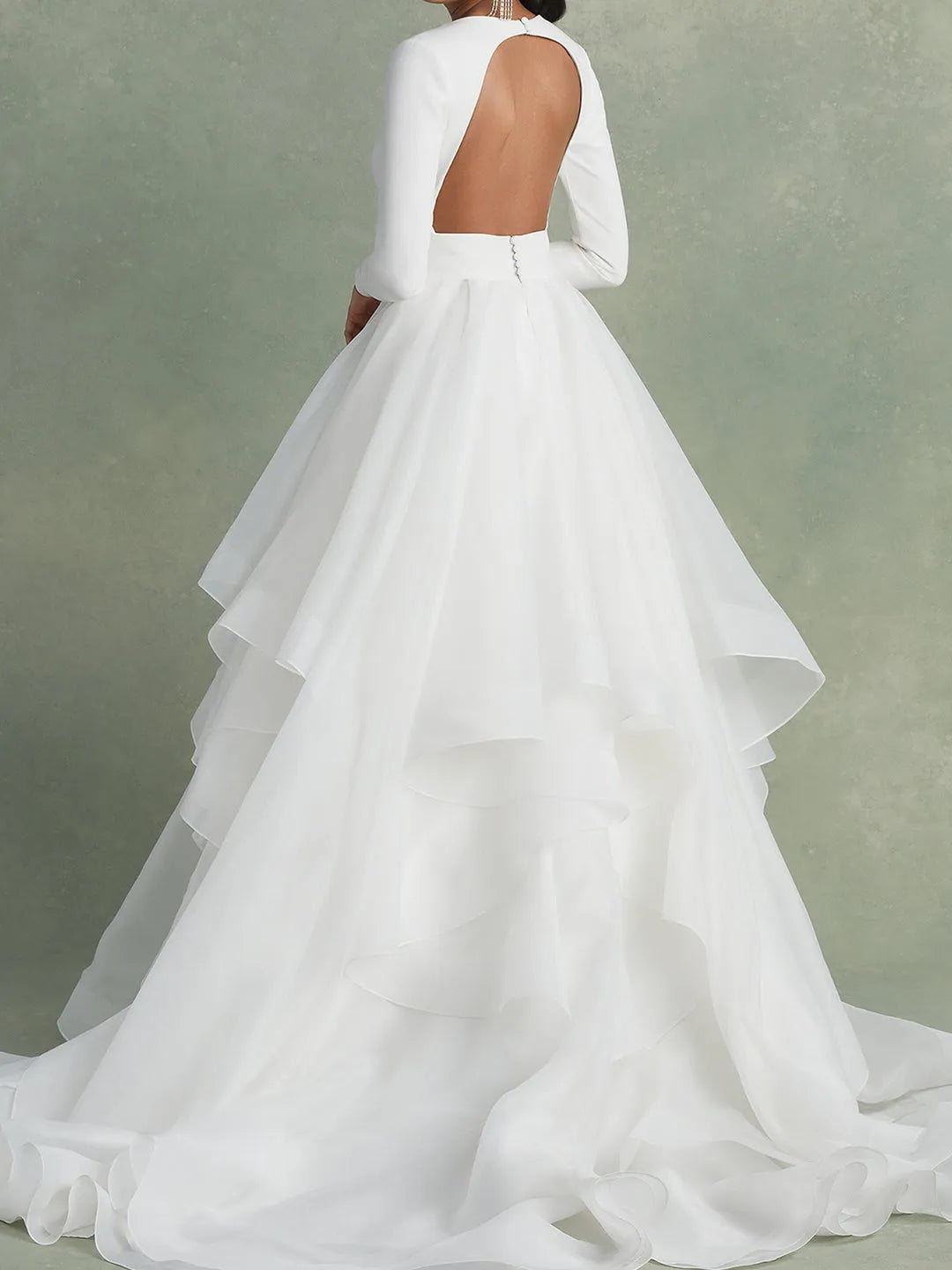 V-Neck Floor-Length Ball-Gown Wedding Dress With Ruffles