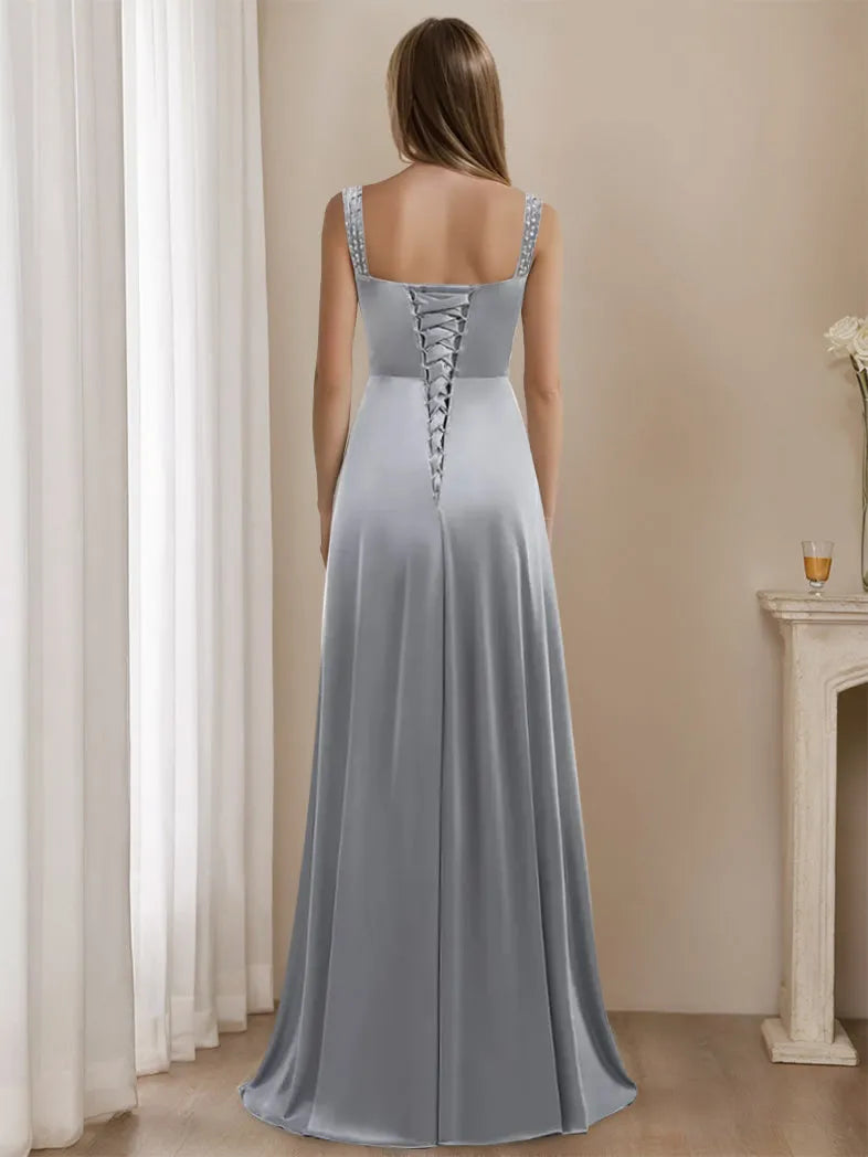 V-Neck Floor-Length Sleeveless Mother of the Bride Dresses With Rhinestone