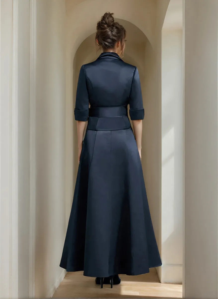 V-Neck Satin Ankle Length Elegant Mother of the Bride Dresses