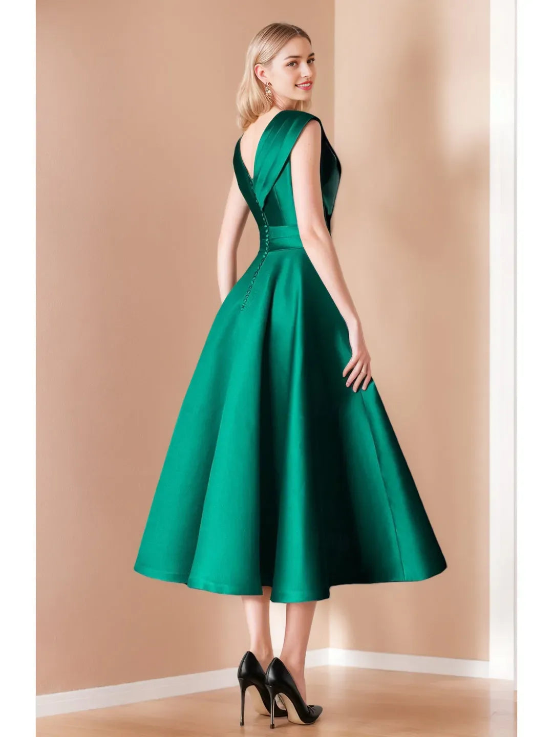 V-Neck Sleeveless Elegant Pleated Mother of the Bride Groom Dresses with Bow Belt