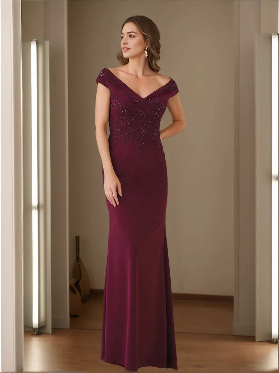 V-Neck Sleeveless Mother Of The Bride Dresses with Appliques