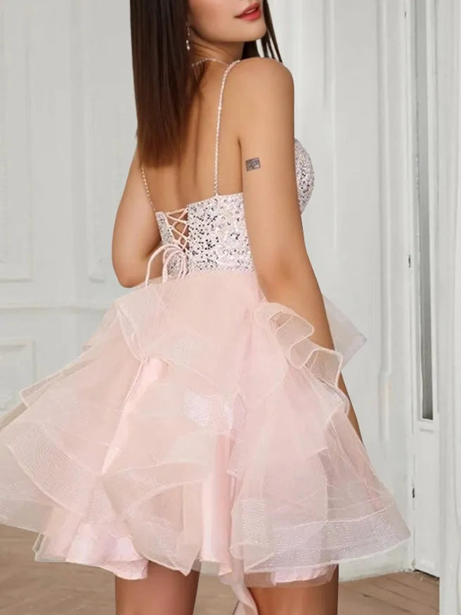 V-Neck Sleeveless Short/Mini Party Dance Cocktail Homecoming Dress