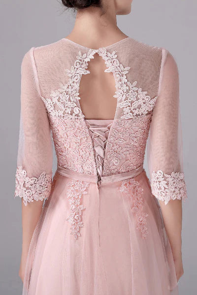 V-neck A-Line Floor Length Long sleeves Lace mother's dress