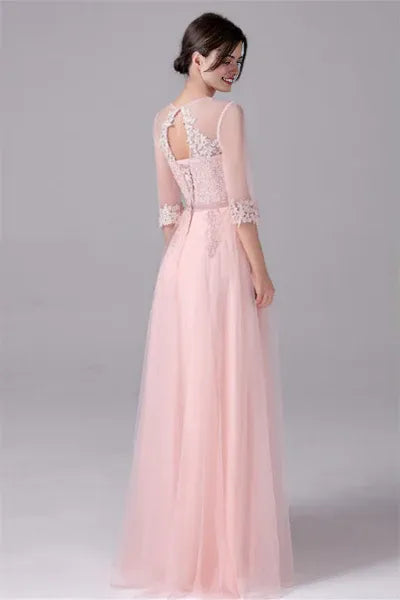 V-neck A-Line Floor Length Long sleeves Lace mother's dress