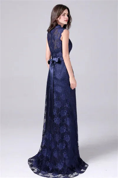 V-neck Sleeveless Lace Flower Mermaid mother's dress