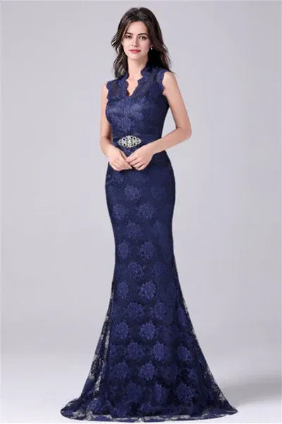 V-neck Sleeveless Lace Flower Mermaid mother's dress