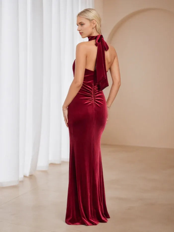 Velvet Cold Shoulder Trumpet/Mermaid Prom Dresses