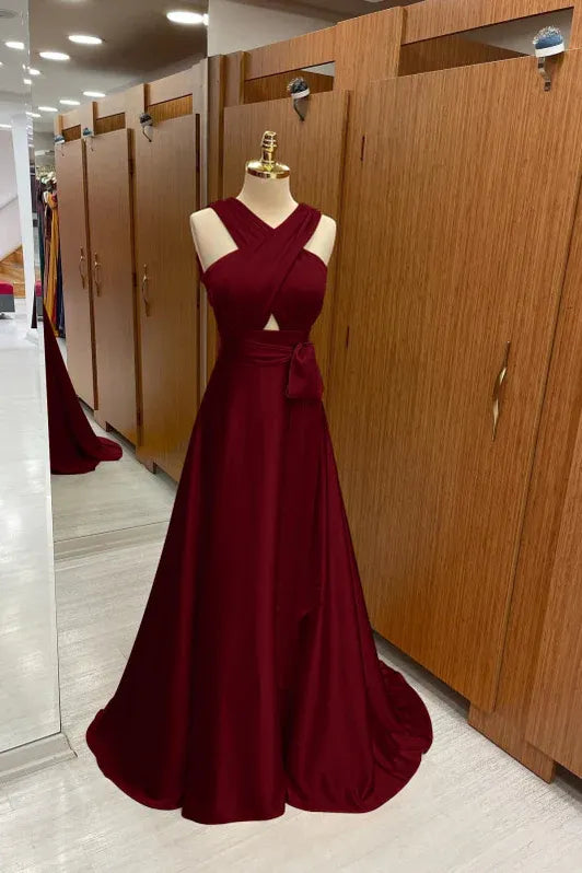 Vibrant A-line V-neck Sleeveless Cutout Mustard Yellow Floor-length Prom Dress for Women Ready to Ship
