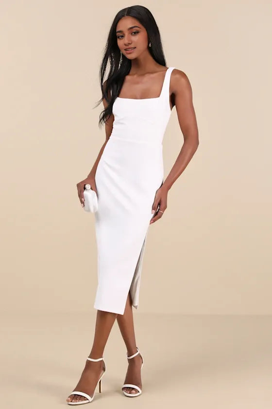 Vibrant Allure Green Square Neck Sleeveless Bodycon Evening Dresses
