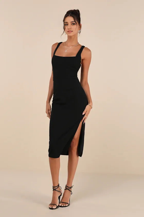 Vibrant Allure Green Square Neck Sleeveless Bodycon Evening Dresses