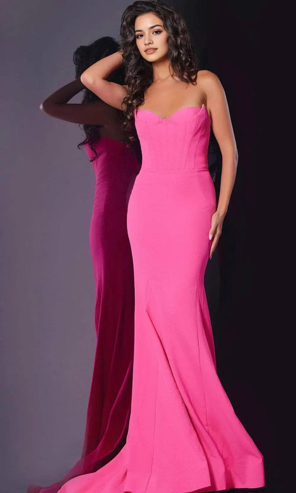 Vibrant Fuchsia Mermaid Prom Dress in Luxe Stretch Crepe Fabric for Glamorous Occasions