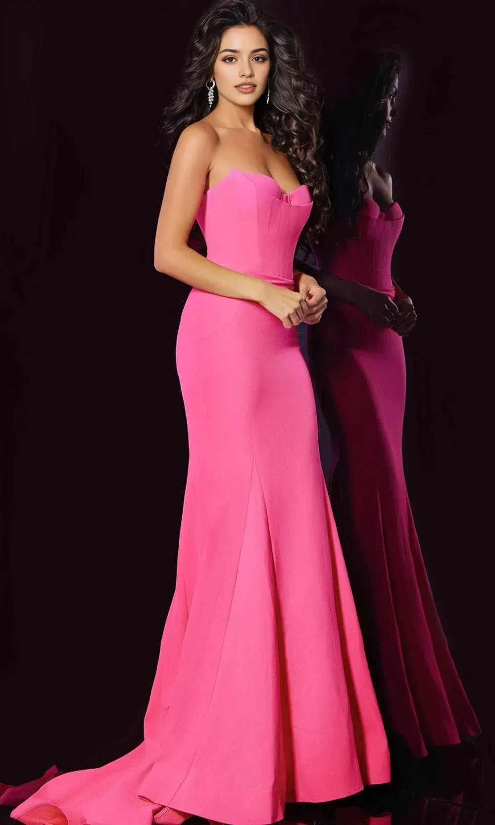 Vibrant Fuchsia Mermaid Prom Dress in Luxe Stretch Crepe Fabric for Glamorous Occasions