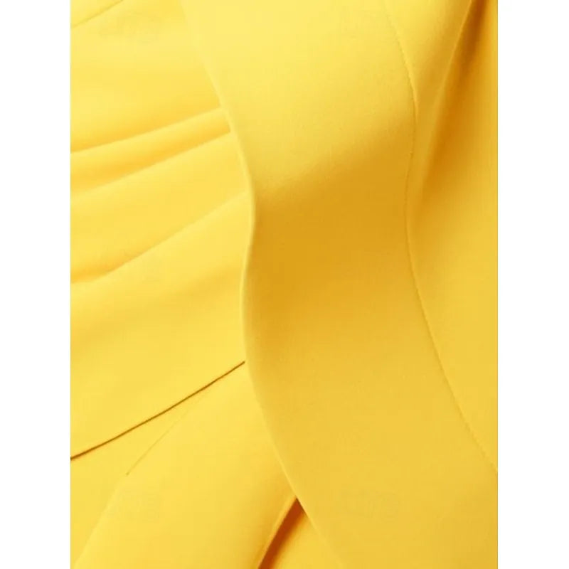 Vibrant Sheath One-Shoulder Ruffled Yellow Floor-Length Evening Dress For Women Ready To Ship