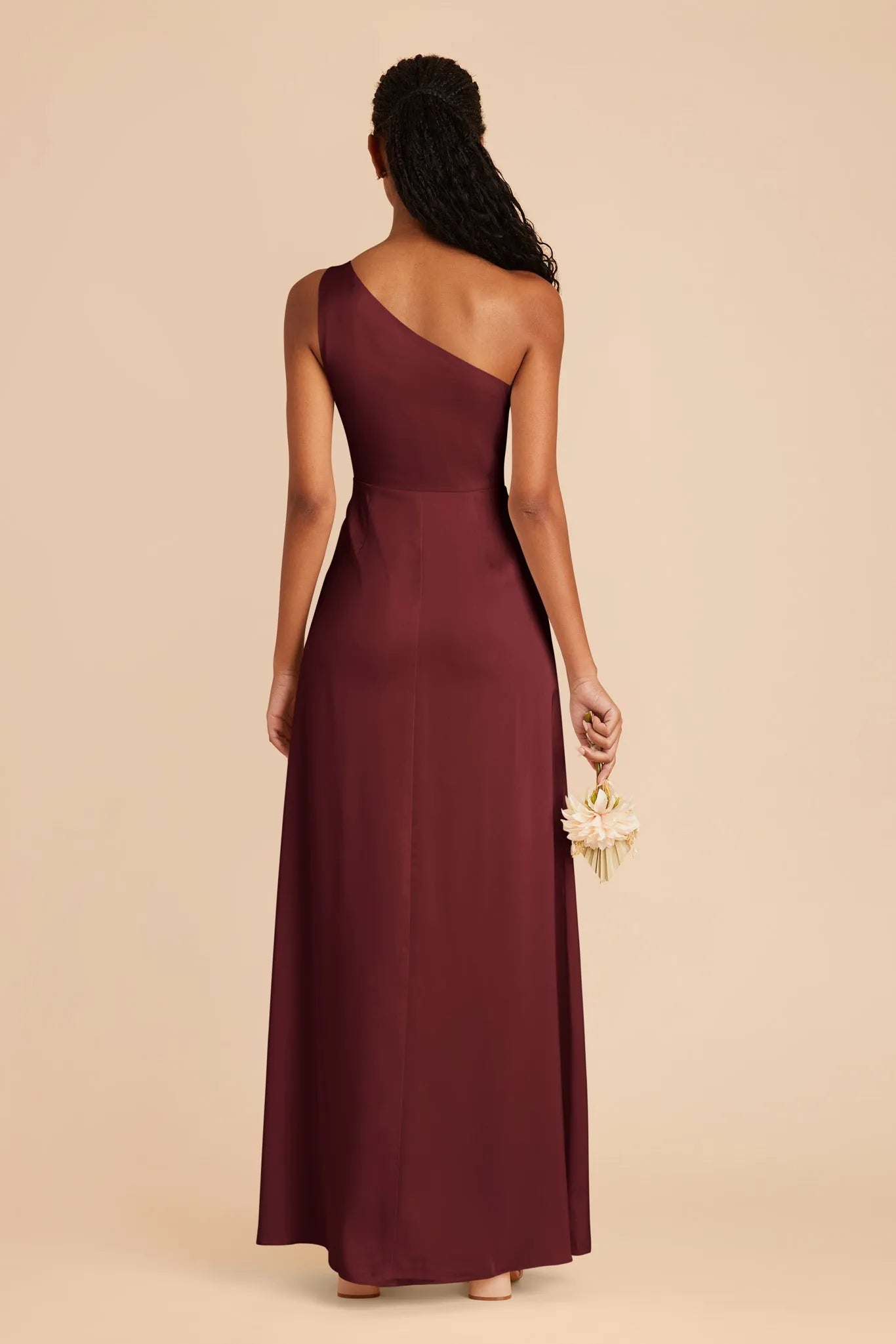 Vintage Luxe Burgundy One Shoulder Prom Dress Satin Slit Gown for Old  Hollywood Vibes