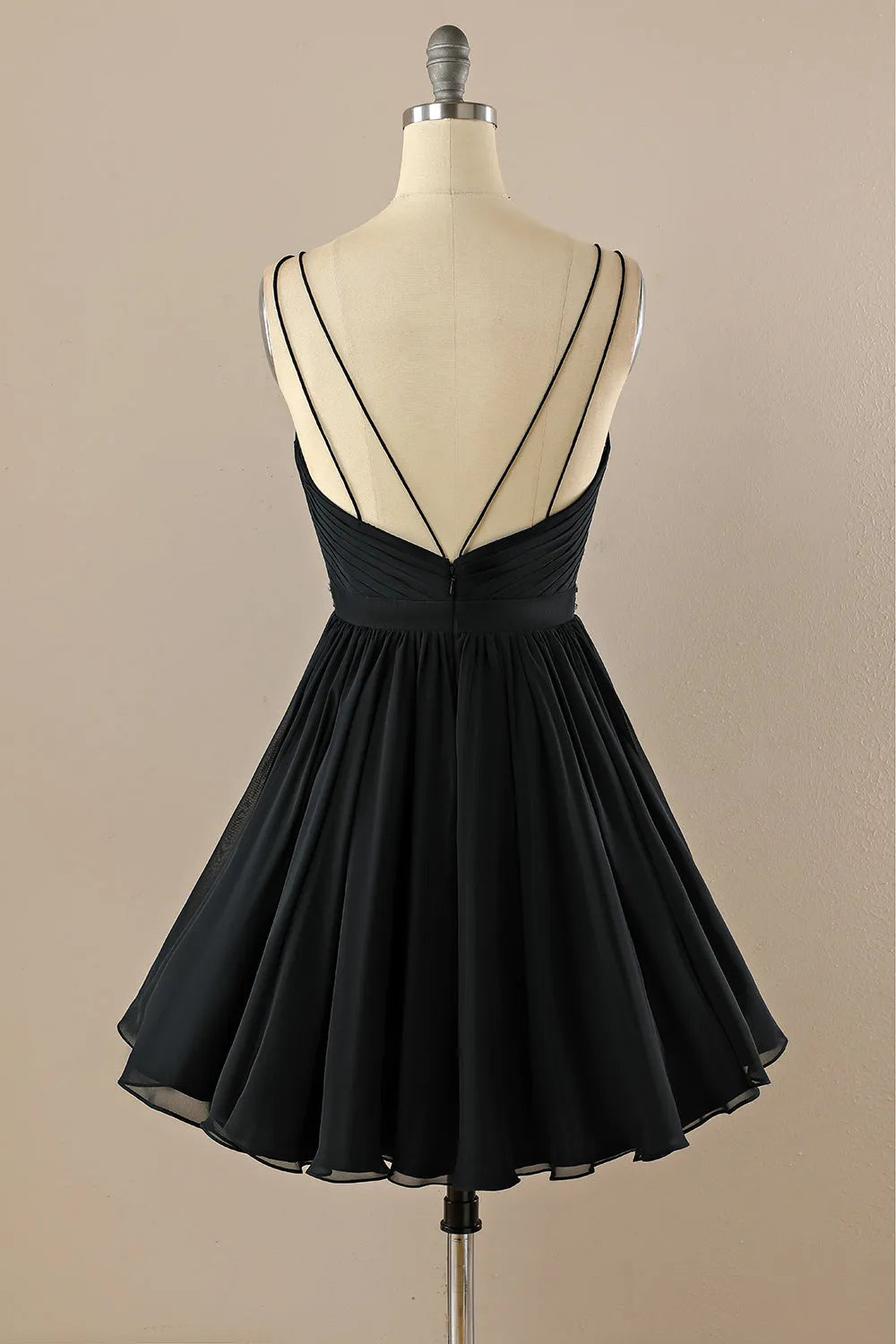 V neck Little Black Homecoming Dress