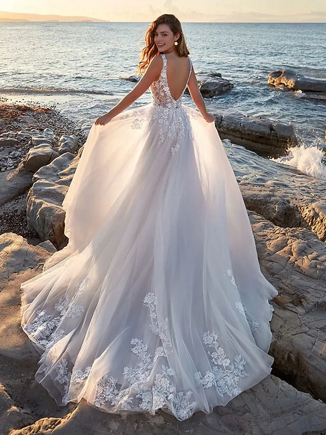 Wedding Dresses Ball Gown V Neck Off Shoulder Spaghetti Strap Chapel Train Chiffon Bridal Gowns With Pleats Ruched