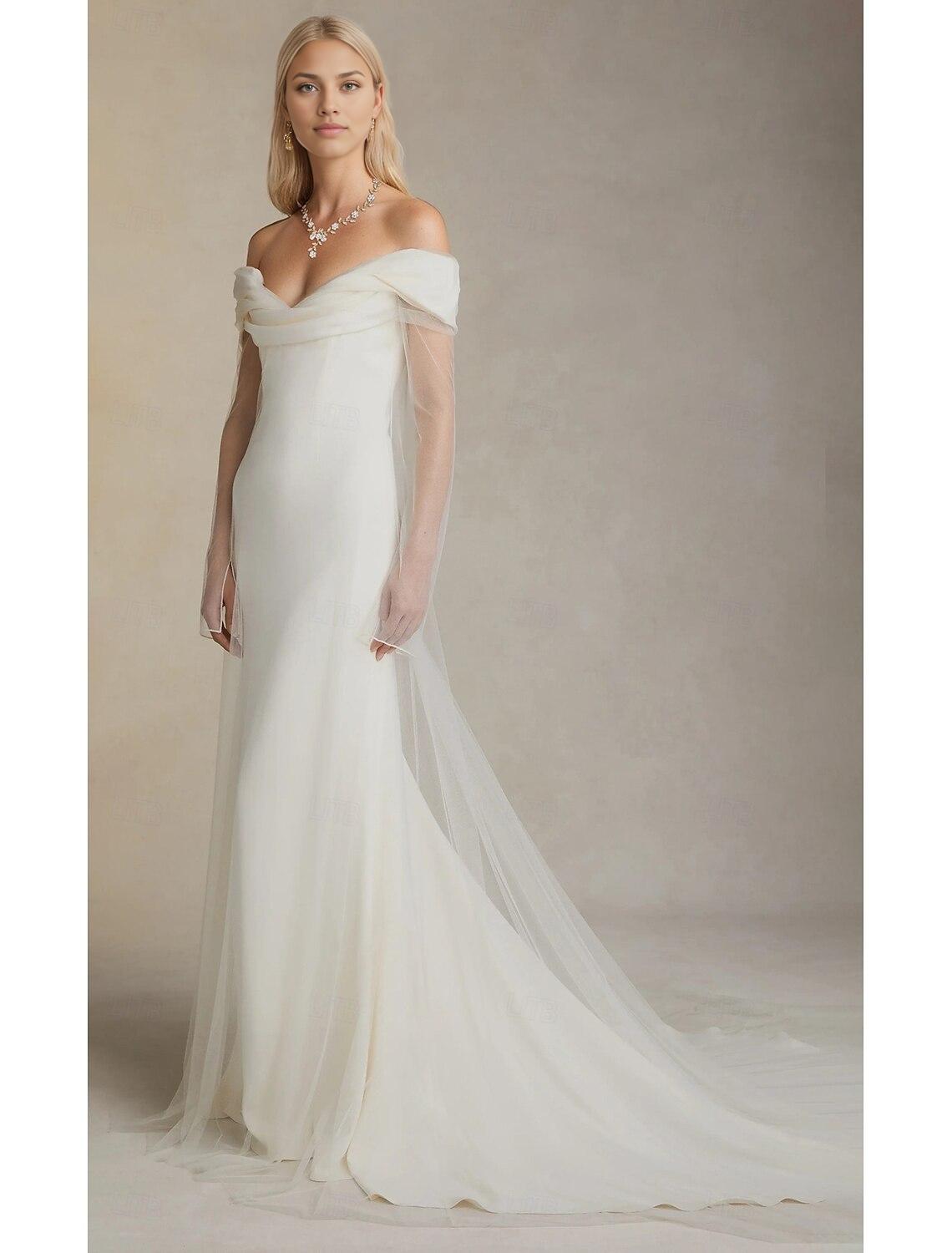 Wedding Dresses Beach Wedding A-Line V Neck Cap Sleeve Court Train Organza Bridal Gowns With Pleats