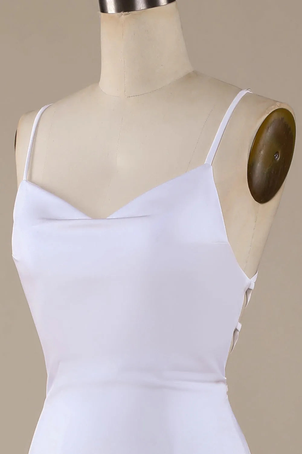 White Mermaid Lace-Up Back Sweep Train Wedding Dress ﻿